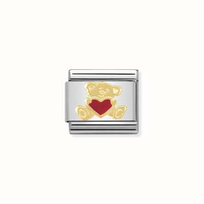 Nomination Composable Classic LOVE 1 Stainless Steel Enamel And 18k Gold Bear With Heart 030253/32