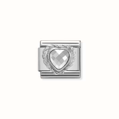 Nomination Comp. CL HEART FACETED CZ In Stainless Steel E 925 Silver Twisted Setting White 330603/010
