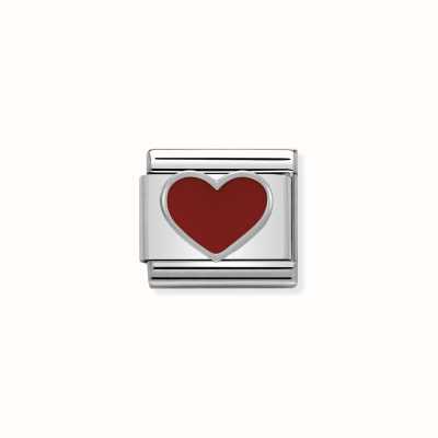 Nomination Composable Classic SYMBOLS In Stainless Steel Enamel And Silver 925 Red Heart 330202/17