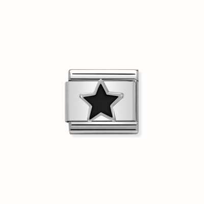 Nomination Composable Classic SYMBOLS In Stainless Steel Enamel And Silver 925 Black Star 330202/05