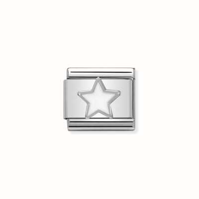 Nomination Composable Classic SYMBOLS In Stainless Steel Enamel And Silver 925 White Star 330202/04