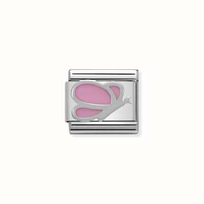 Nomination Composable Classic SYMBOLS In Stainless Steel Enamel And Silver 925 Pink Butterfly 330202/03