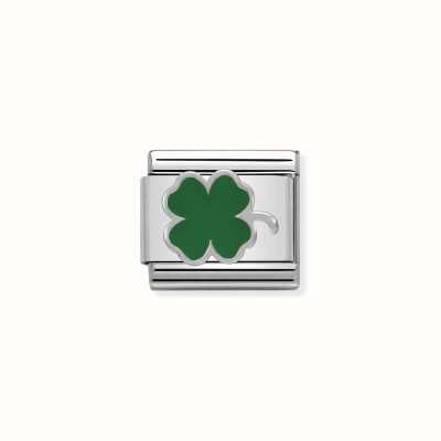 Nomination Composable Classic SYMBOLS In Stainless Steel Enamel And Silver 925 Green Clover 330202/12