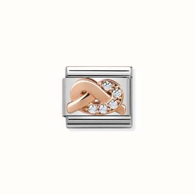 Nomination Composable Classic Symbols In Stainless Steel With 9k Rose Gold And CZ WHITE Knot 430302/06