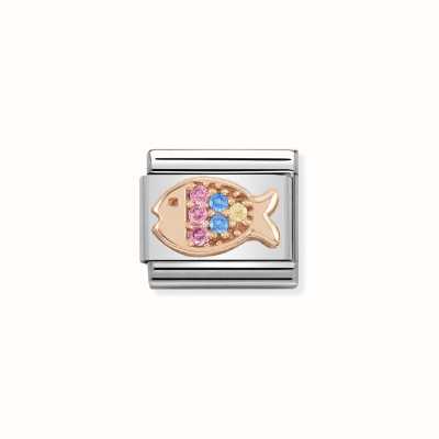 Nomination Composable Classic Symbols In Stainless Steel With 9k Rose Gold And CZ Fish With CZ 430302/26