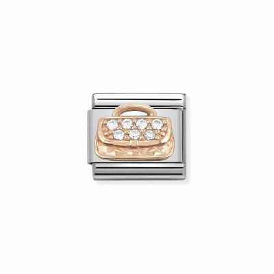 Nomination Composable Classic Symbols In Stainless Steel With 9k Rose Gold And CZ Handbag 430302/31