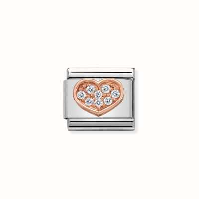 Nomination Composable Classic Symbols In Stainless Steel With 9k Rose Gold And CZ Heart Rich 430302/13