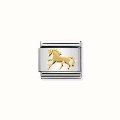 Nomination Composable Classic SYMBOLS Steel And 18k Gold Galloping Horse 030149/26