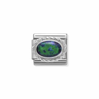 Nomination Comp. Classic Hard Stones Stainless Steel Rich Silver 925 Setting Green Opal 330503/26