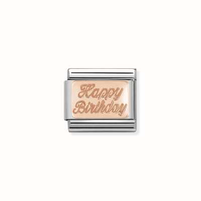 Nomination Composable Classic PLATES In Stainless Steel With 9k Rose Gold CUSTOM Happy Birthday 430101/29