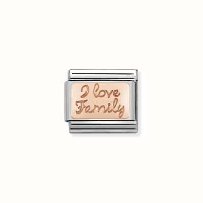 Nomination Composable Classic PLATES In Stainless Steel With 9k Rose Gold CUSTOM I Love Family Plate 430101/41