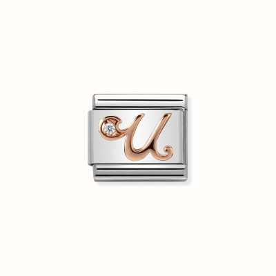 Nomination Composable Classic LETTERS Steel Zircon And 9k Rose Gold U 430310/21