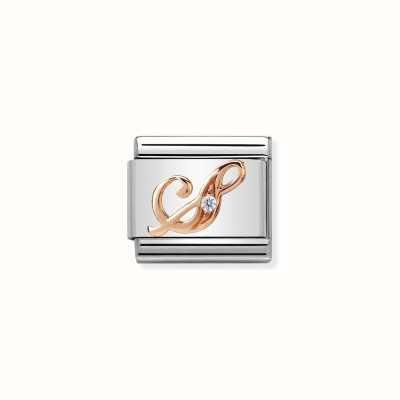 Nomination Composable Classic LETTERS Steel Zircon And 9k Rose Gold S 430310/19