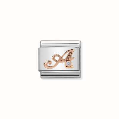 Nomination Composable Classic LETTERS Steel Zircon And 9k Rose Gold A 430310/01