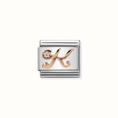 Nomination Composable Classic LETTERS Steel Zircon And 9k Rose Gold K 430310/11