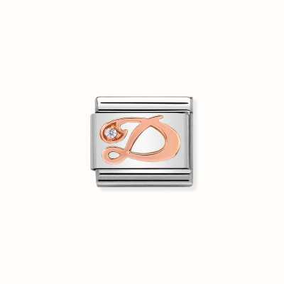 Nomination Composable Classic LETTERS Steel Zircon And 9k Rose Gold D 430310/04