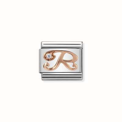 Nomination Composable Classic LETTERS Steel Zircon And 9k Rose Gold R 430310/18