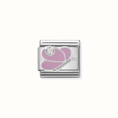 Nomination Composable CL SIMBOLS Stainless Steel Enamel 1 Cub. Zirc And 925 Silver PINK Butterfly 330305/07