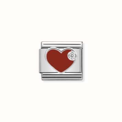 Nomination Composable CL SIMBOLS Stainless Steel Enamel 1 Cub. Zirc And 925 Silver RED Heart 330305/01