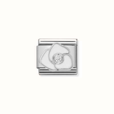Nomination Composable CL SIMBOLS Stainless Steel Enamel 1 Cub. Zirc And 925 Silver WHITE Rose 330305/06