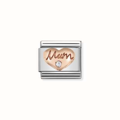 Nomination Composable Classic Symbols In Stainless Steel With 9k Rose Gold And CZ Mum Heart 430305/10