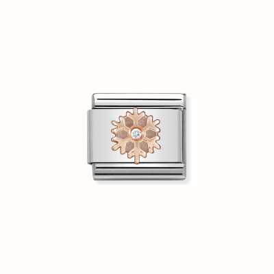 Nomination Composable Classic Symbols In Stainless Steel With 9k Rose Gold And CZ Snowflake With WHite CZ 430305/23