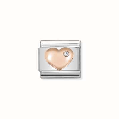 Nomination Composable Classic Symbols In Stainless Steel With 9k Rose Gold And CZ Heart 430305/01
