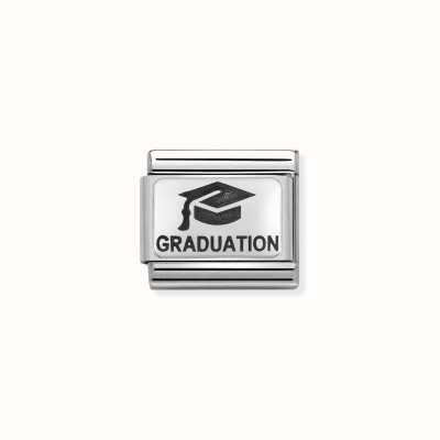 Nomination Composable Classic OXYDISED PLATES 2 In Steel And 925 Silver Graduation With Hat 330109/02