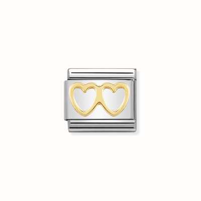 Nomination COMPOSABLE Classic LOVE In Stainless Steel With 18k Gold Double Heart 030116/03