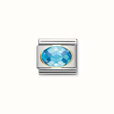 Nomination COMPOSABLE Classic FACETED CUBIC Zirconia Stainless Steel And 18k Gold LIGHT BLUE 030601/006