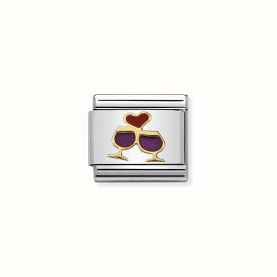Nomination Composable Classic LOVE 2 Stainless Steel Enamel And 18k Gold Glasses With Heart 030283/08