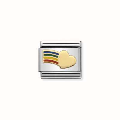 Nomination Composable Classic LOVE 2 Stainless Steel Enamel And 18k Gold Rainbow Heart 030283/12