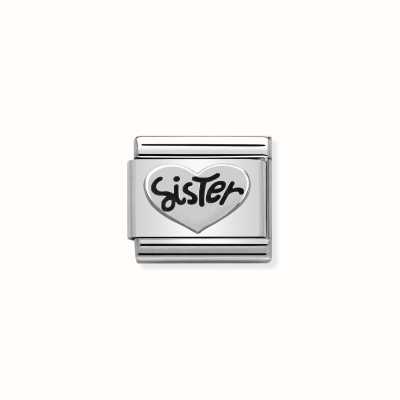 Nomination Composable Classic OXIDIZED SYMBOLS In St.steel And Sterling Silver SISTER Heart 330101/11