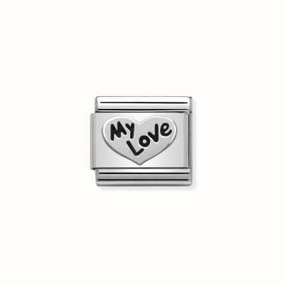 Nomination Composable Classic OXIDIZED SYMBOLS In St.steel And Sterling Silver Heart My Love 330101/09