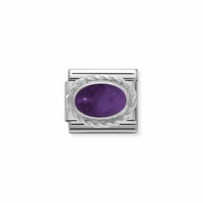 Nomination Composable Classic STONES In Stainless Steel With Sterling Silver Setting And Detail AMETHYST 330504/02