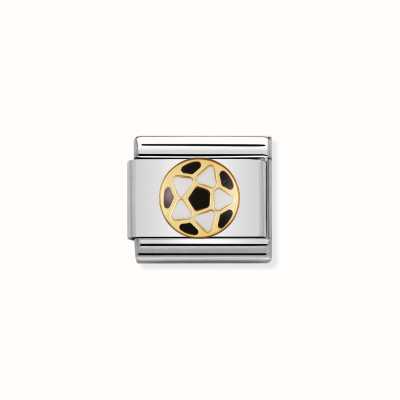 Nomination COMPOSABLE Classic ITALIAN FOOTBALL In Stainless Steel With Enamel And 18k Gold BLACK-WHITE Ball 030204/17