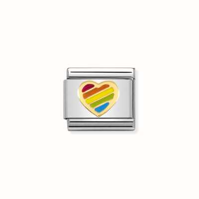 Nomination Composable Classic SYMBOLS Steel Enamel And 18k Gold Rainbow Heart 030272/54