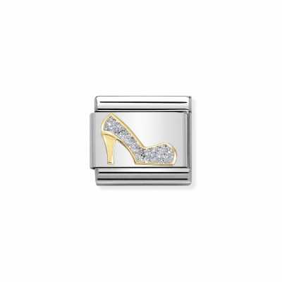 Nomination Composable Classic GLITTER SYMBOLS In Steel Enamel And 18k Gold SILVER Shoe 030220/04