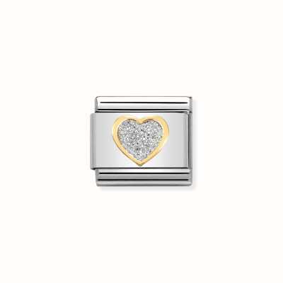 Nomination Composable Classic GLITTER SYMBOLS In Steel Enamel And 18k Gold SILVER Heart 030220/02