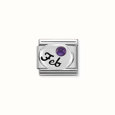 Nomination Composable Classic SYMBOLS In St.steel Sterling Silver And Stones February AMETHYST 330505/02