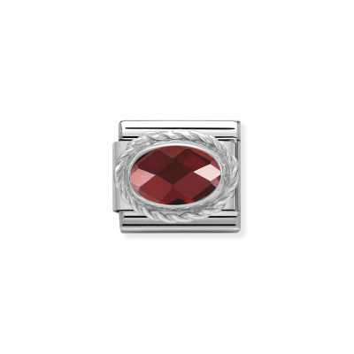 Nomination Composable Classic FACETED CZ In Stainless Steel With Sterling Silver Setting And Detail RED 330604/005