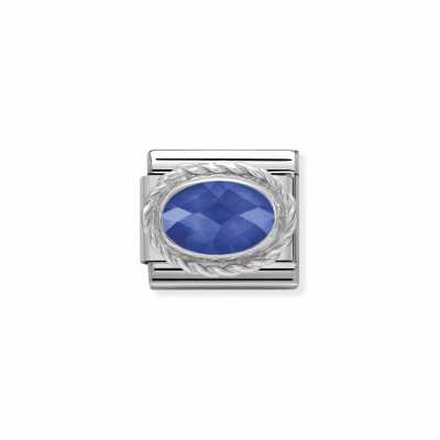 Nomination Composable Classic FACETED CZ In Stainless Steel With Sterling Silver Setting And Detail BLUE 330604/007