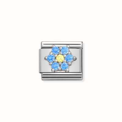 Nomination Composable CL SYMBOLS Steel Cz And Silver 925 RICH LIGHT BLUE And YELLOW Flower 330322/04