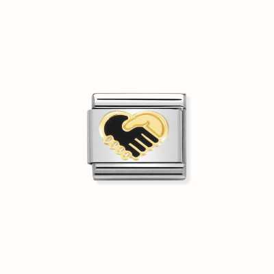 Nomination Composable Classic SYMBOLS Steel Enamel And 18k Gold Heart Handshake 030272/57