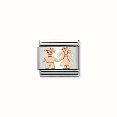Nomination Composable Classic SYMBOLS Stainless Steel And Gold 9k Siblings Holding Hands 430104/33