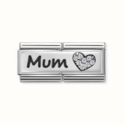 Nomination Composable DOUBLE Classic SYMBOLS Steel Cub Zircon And Silver 925 Mum And Heart 330731/07