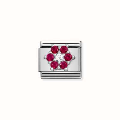 Nomination Composable CL SYMBOLS Steel Cz And Silver 925 RICH RED And WHITE Flower 330322/02