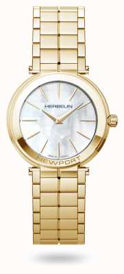 Michel Herbelin Newport Slim Women's Mother of Pearl Gold PVD Watch 16922/BP19