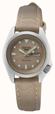 Seiko 5 Sport | Compact 28mm | Beige Dial | Beige Leather Strap | Automatic Watch SRE005K1