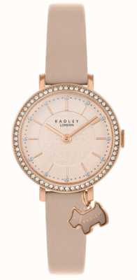 Radley Women's Rose Gold Crystal Set Pink Leather Strap Watch RY21292
